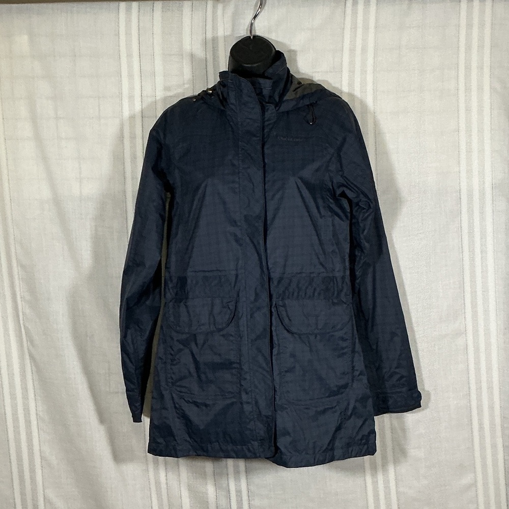 Craghoppers Navy Packable Waterproof Rain Jacket Hooded Size 6 w pouch.